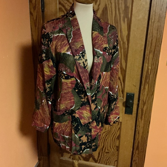 Vintage Art Print Pattern Blazer Women’s Statement Jacket - Picture 5 of 10